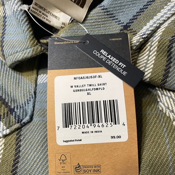 NORTH FACE HEAVYWEIGHT FLANNEL XL. WOMENS VALLEY TWILL BUTTON DOWN SHIRT. NWT - Picture 13 of 16